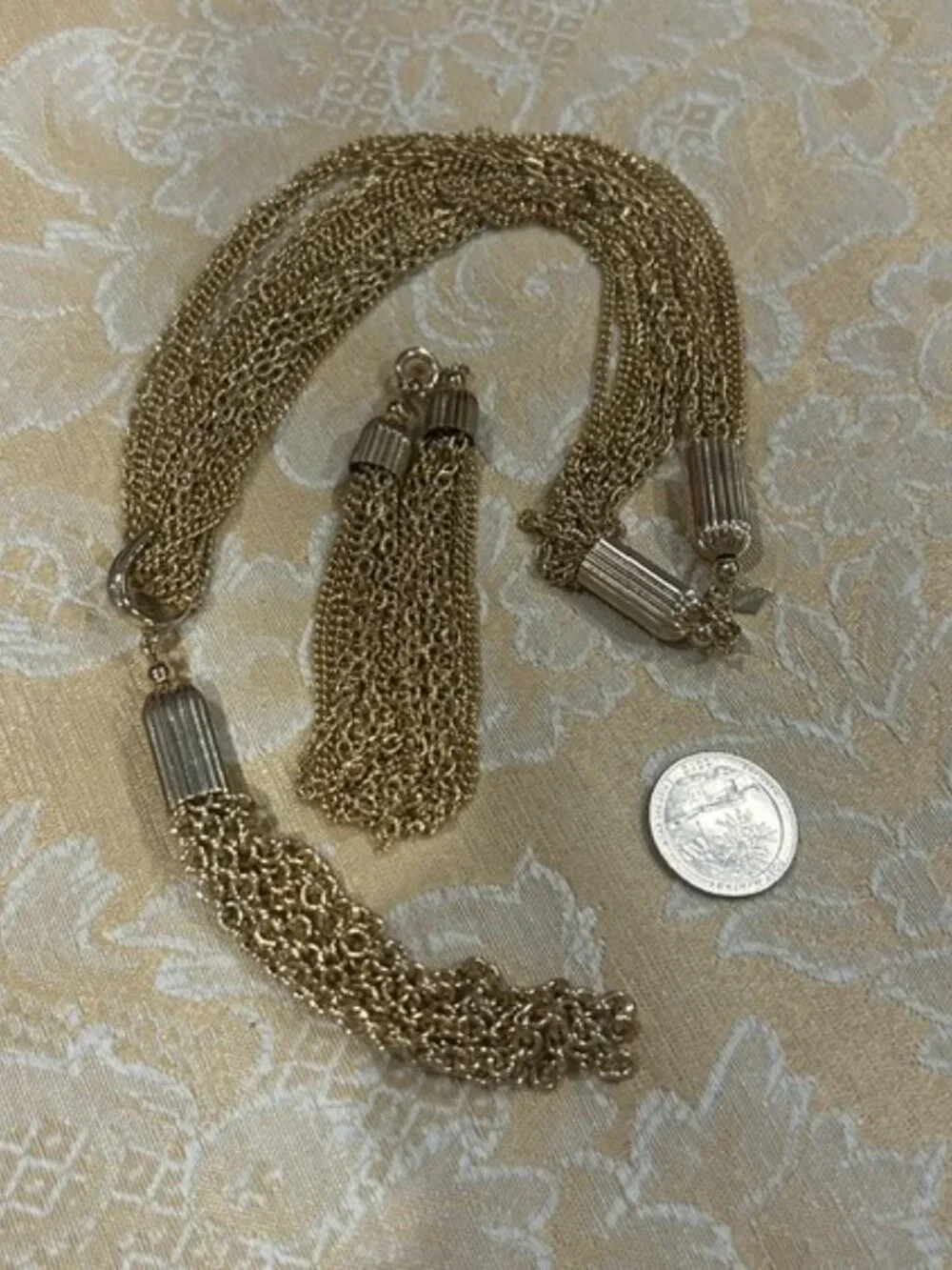 SARAH COVENTRY Multi-Strand Gold Tassel Necklace Bracelet SET